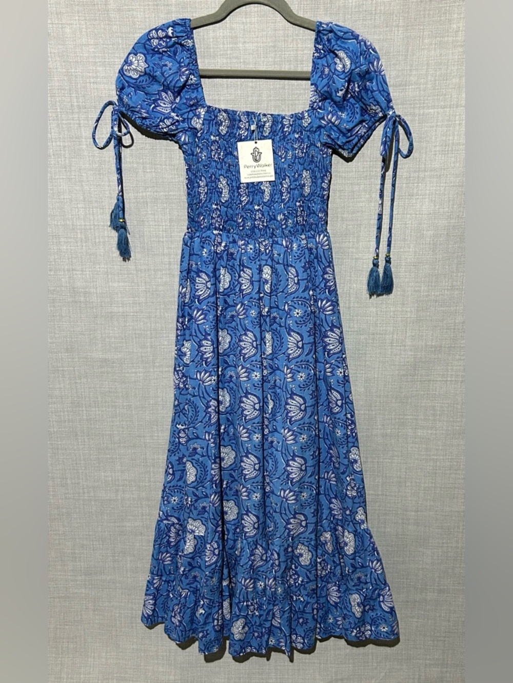 NWT Perry Walker Collective Gracie Midi II Dress in Blue Floral One Size